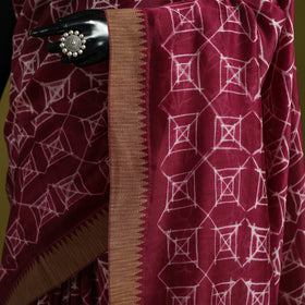 Chanderi silk nui shibori tie-dye saree with ghicha border