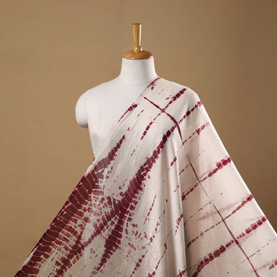 Maroon - chanderi silk tie-dye shibori fabric 07