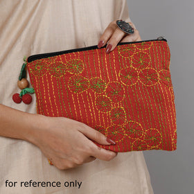  Chandi Maati Kantha Work Cotton Cosmetic Pouch 