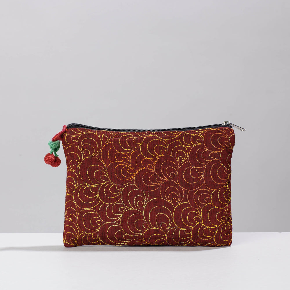  Chandi Maati Kantha Work Cotton Cosmetic Pouch 