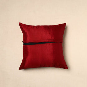 Buy Maroon Chinon Phulkari Embroidered Cushion Cover