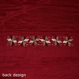 Maroon - chinon silk hand embroidery phulkari saree 06