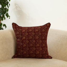 Maroon Block Print Cotton Bagh Cushion Cover