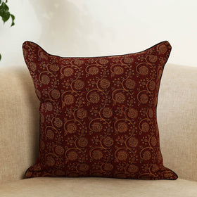 Maroon Block Print Cotton Bagh Cushion Cover