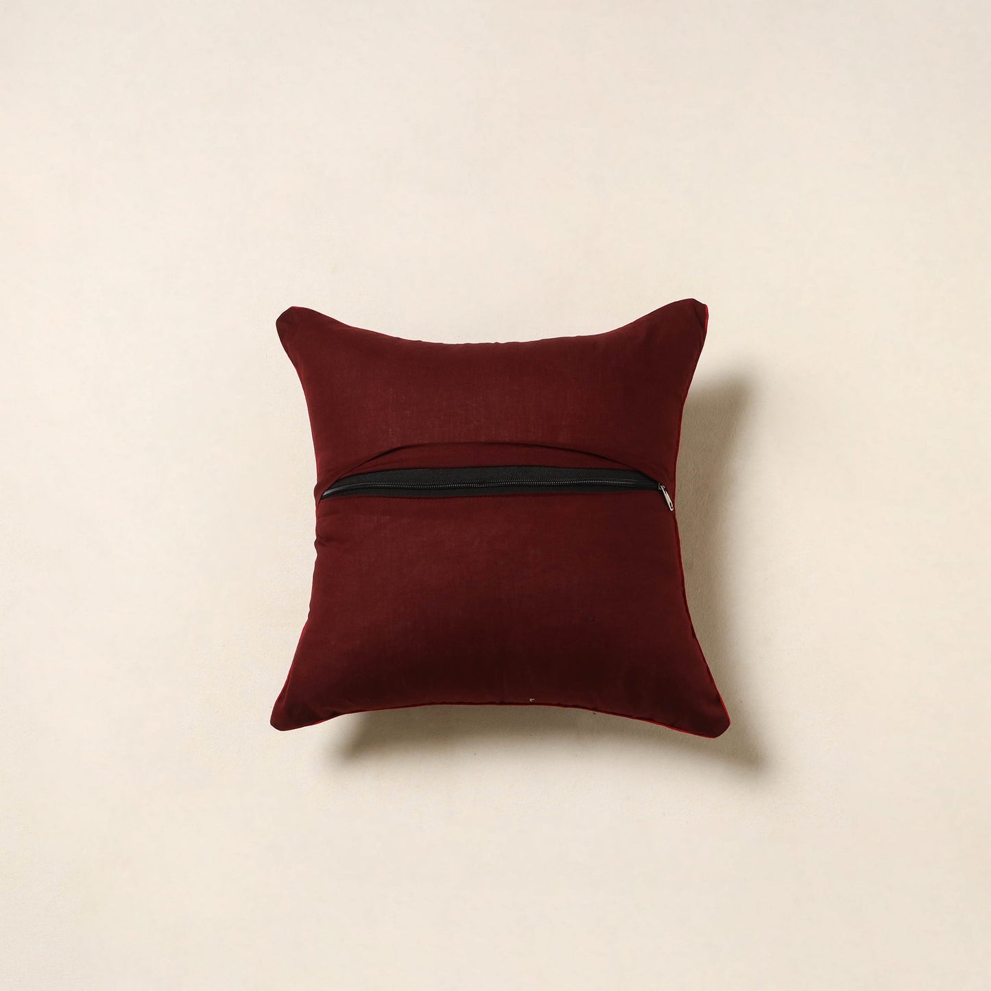 Maroon - cotton bagru cushion cover 78 - handcrafted