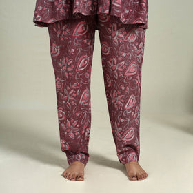 Buy Maroon Block Print Cotton Bagru Night Suit Set