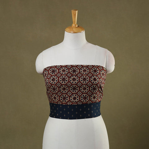 Maroon Block Print Cotton Ajrakh Blouse Piece