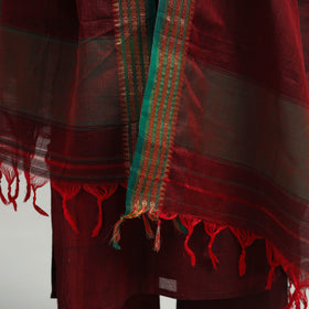 Buy Maroon Cotton Dharwad Kurta Set with Palazzo & Dupatta