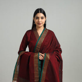 Buy Maroon Cotton Dharwad Kurta Set with Palazzo & Dupatta