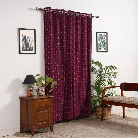 Maroon - cotton door pochampally ikat curtain (7 x 3 feet)