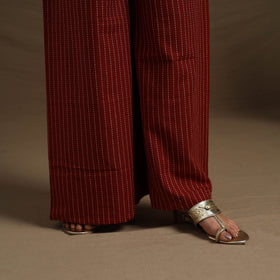 Buy Cotton Maroon Flared Jacquard Palazzo