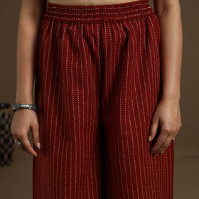 Buy Cotton Maroon Flared Jacquard Palazzo