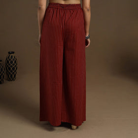 Buy Cotton Maroon Flared Jacquard Palazzo