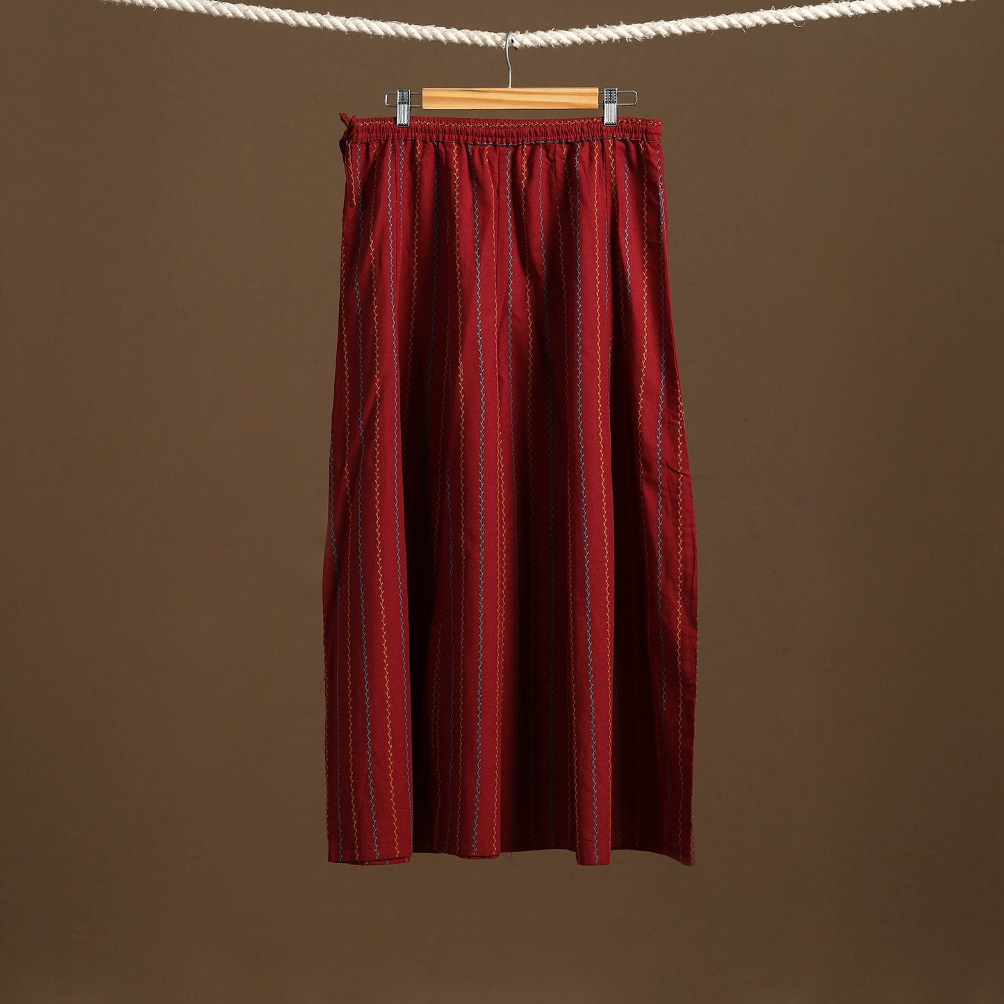 Maroon - cotton flared jacquard weave palazzo 05