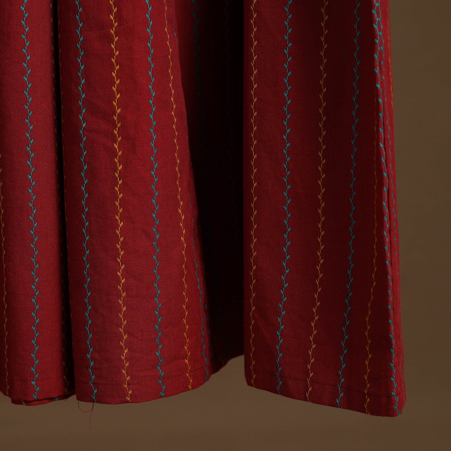 Maroon - cotton flared jacquard weave palazzo 05