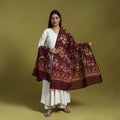  Maroon Cotton Hand Batik Print Dupatta