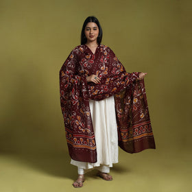  Maroon Cotton Hand Batik Print Dupatta