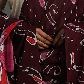 Maroon - cotton hand batik dupatta 47 - handcrafted