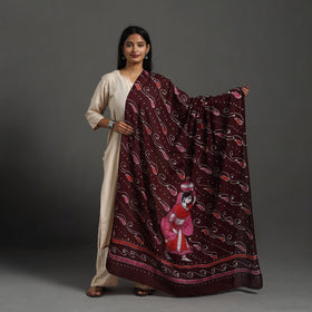 Maroon - cotton hand batik dupatta 47 - handcrafted