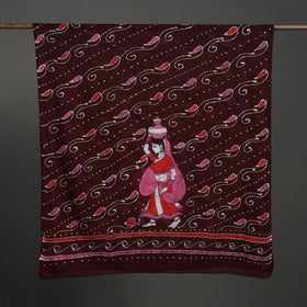 Maroon - cotton hand batik dupatta 47 - handcrafted