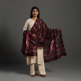 Maroon - cotton hand batik dupatta 47 - handcrafted