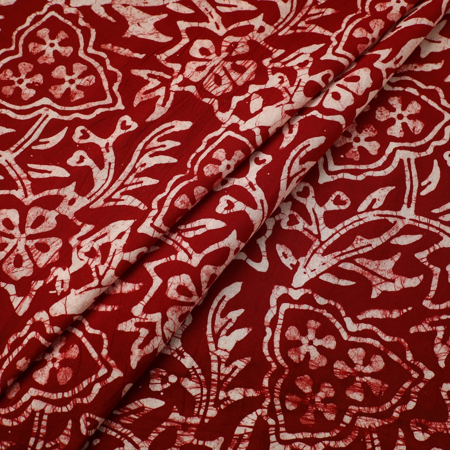 Maroon Cotton Hand Batik Print Fabric