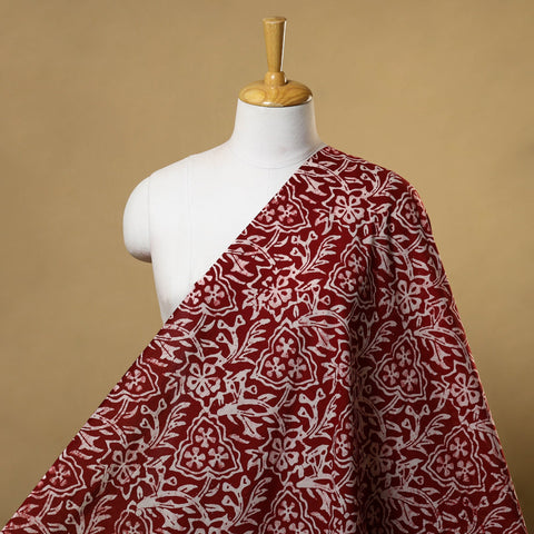 Maroon Cotton Hand Batik Print Fabric