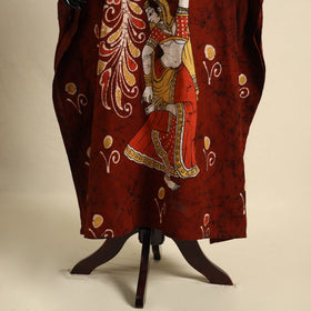 Maroon - cotton hand batik kaftan with tie-up waist (long)
