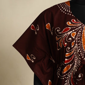 Maroon - cotton hand batik kaftan with tie-up waist (long)