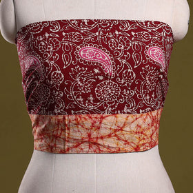 Cotton hand block batik print blouse piece 62 - handcrafted