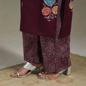 Maroon Cotton Indonesian Hand Batik Print Kurta Set (Set of 3)
