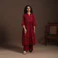 Maroon - cotton jacquard kurta set (set of 2) 01