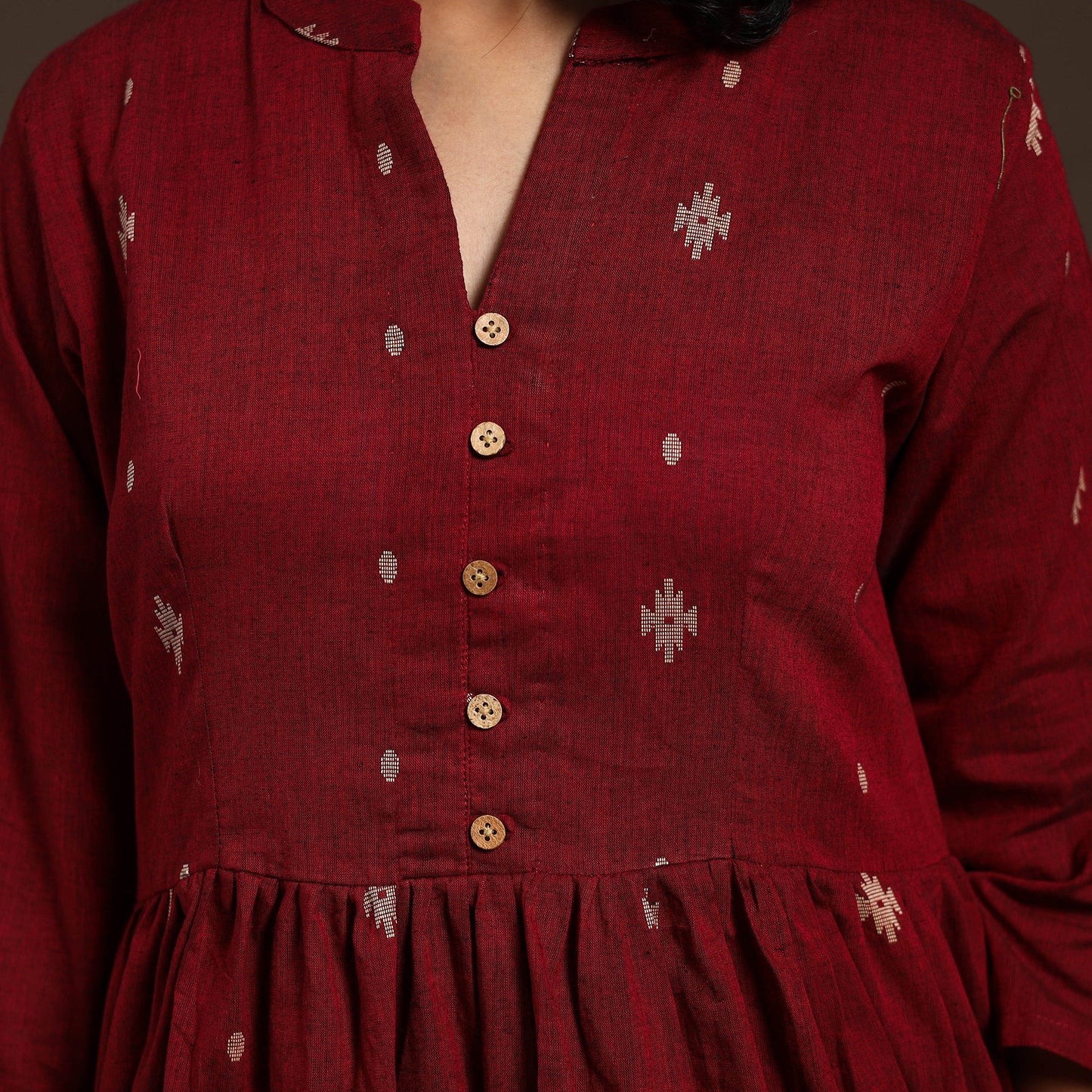 Maroon - cotton jacquard kurta set (set of 2) 01