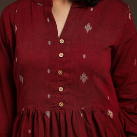 Maroon - cotton jacquard kurta set (set of 2) 01