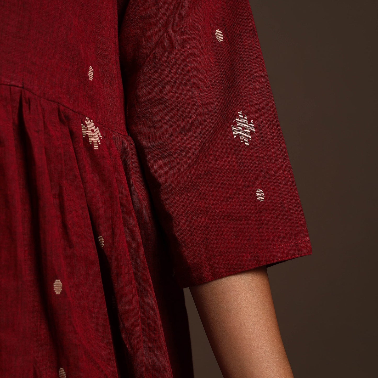 Maroon - cotton jacquard kurta set (set of 2) 01