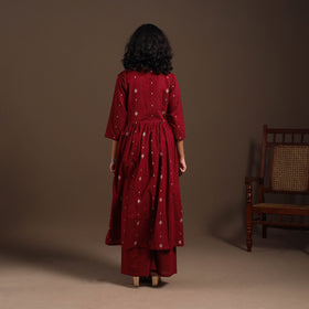 Maroon - cotton jacquard kurta set (set of 2) 01