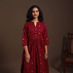 Maroon - cotton jacquard kurta set (set of 2) 01