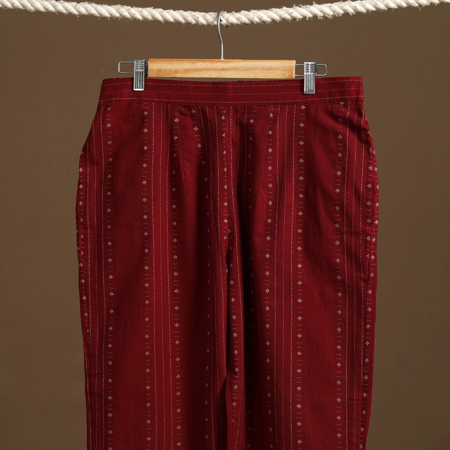 Maroon - cotton jacquard weave palazzo 09 - handcrafted