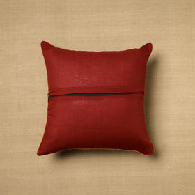 Maroon - Block Print Cotton Kalamkari Cushion Cover (16 x 16 in) 08