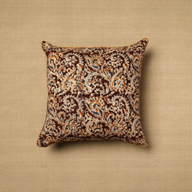 Maroon - Block Print Cotton Kalamkari Cushion Cover (16 x 16 in) 08