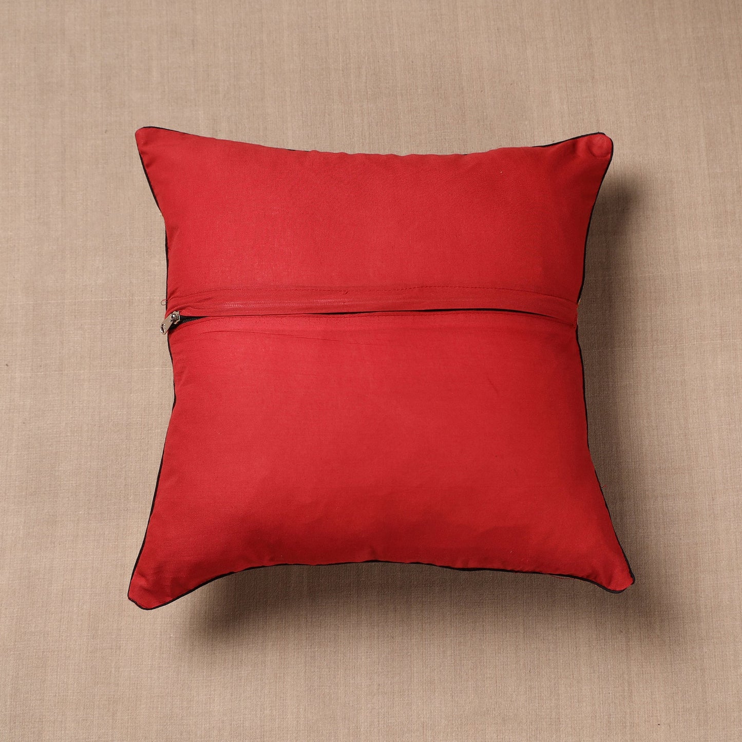  Maroon Block Print Cotton Kalamkari Cushion Cover