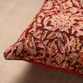  Maroon Block Print Cotton Kalamkari Cushion Cover