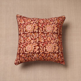  Maroon Block Print Cotton Kalamkari Cushion Cover