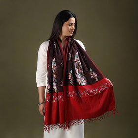  Maroon Cotton Kashida Embroidery Stole