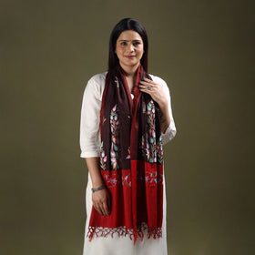  Maroon Cotton Kashida Embroidery Stole
