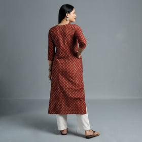  Ajrakh Block Printed Cotton Long Kurta for Women