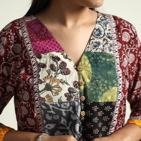Buy Block Print Cotton Patchwork A-Line Bagh Kurta Online