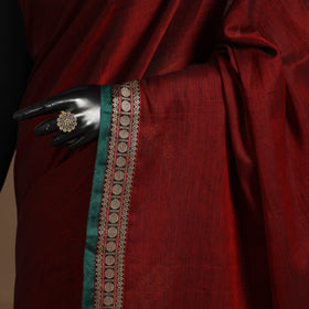 Maroon - cotton plain saree with thread border 03