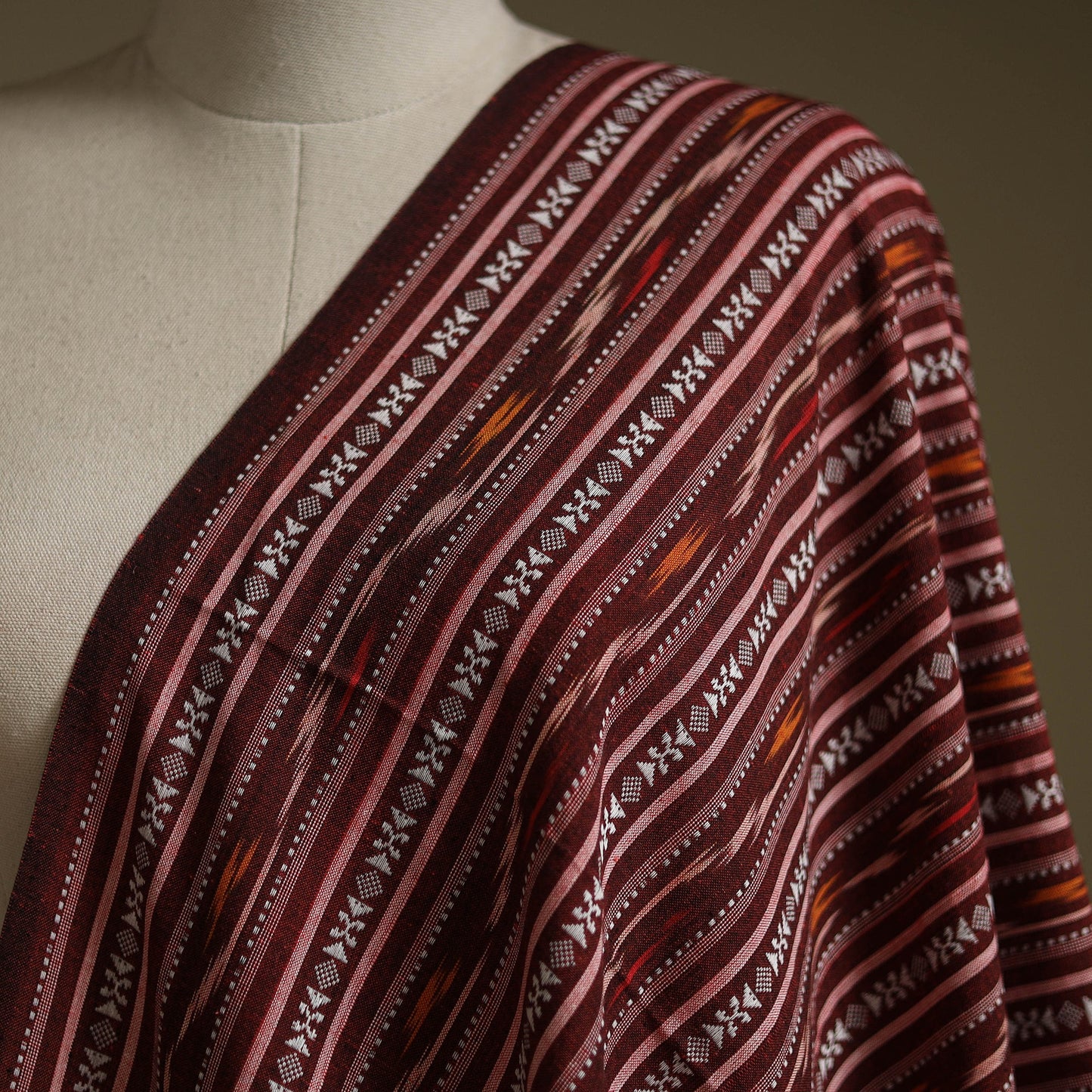Maroon - cotton pochampally dabi ikat fabric 20