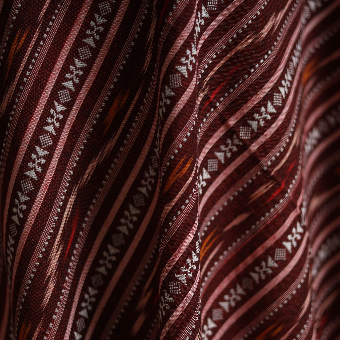 Maroon - cotton pochampally dabi ikat fabric 20